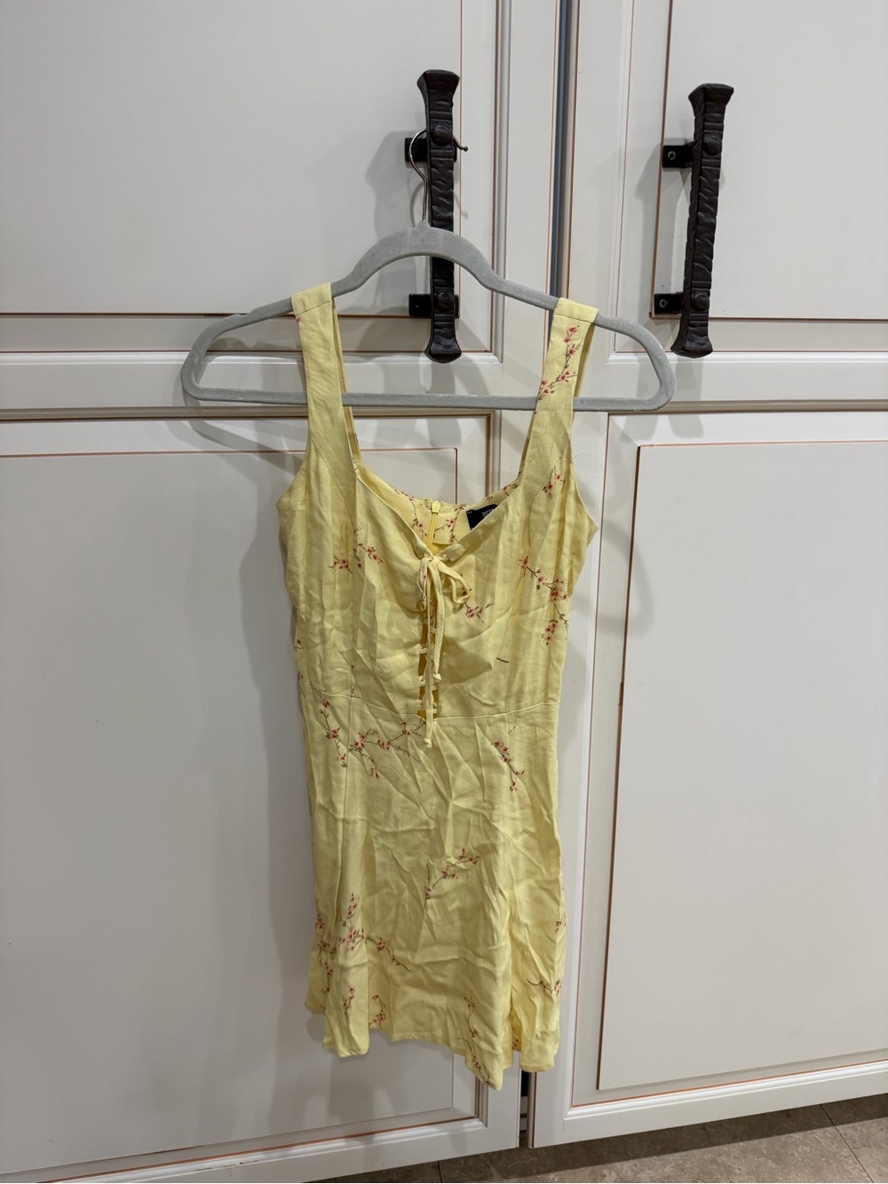 Reformation Elena Dress Yellow Floral Lace-Up Sundress - Picture 3 of 7